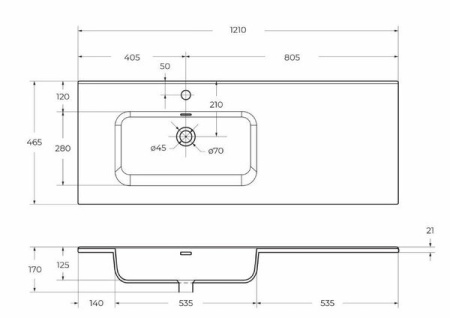 Раковина BelBagno BB1200ETL-L